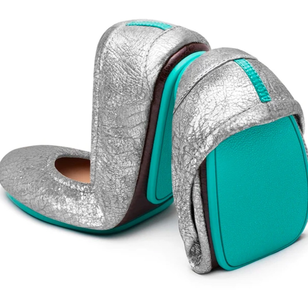 Tieks Silver and Teal Ballet Flats